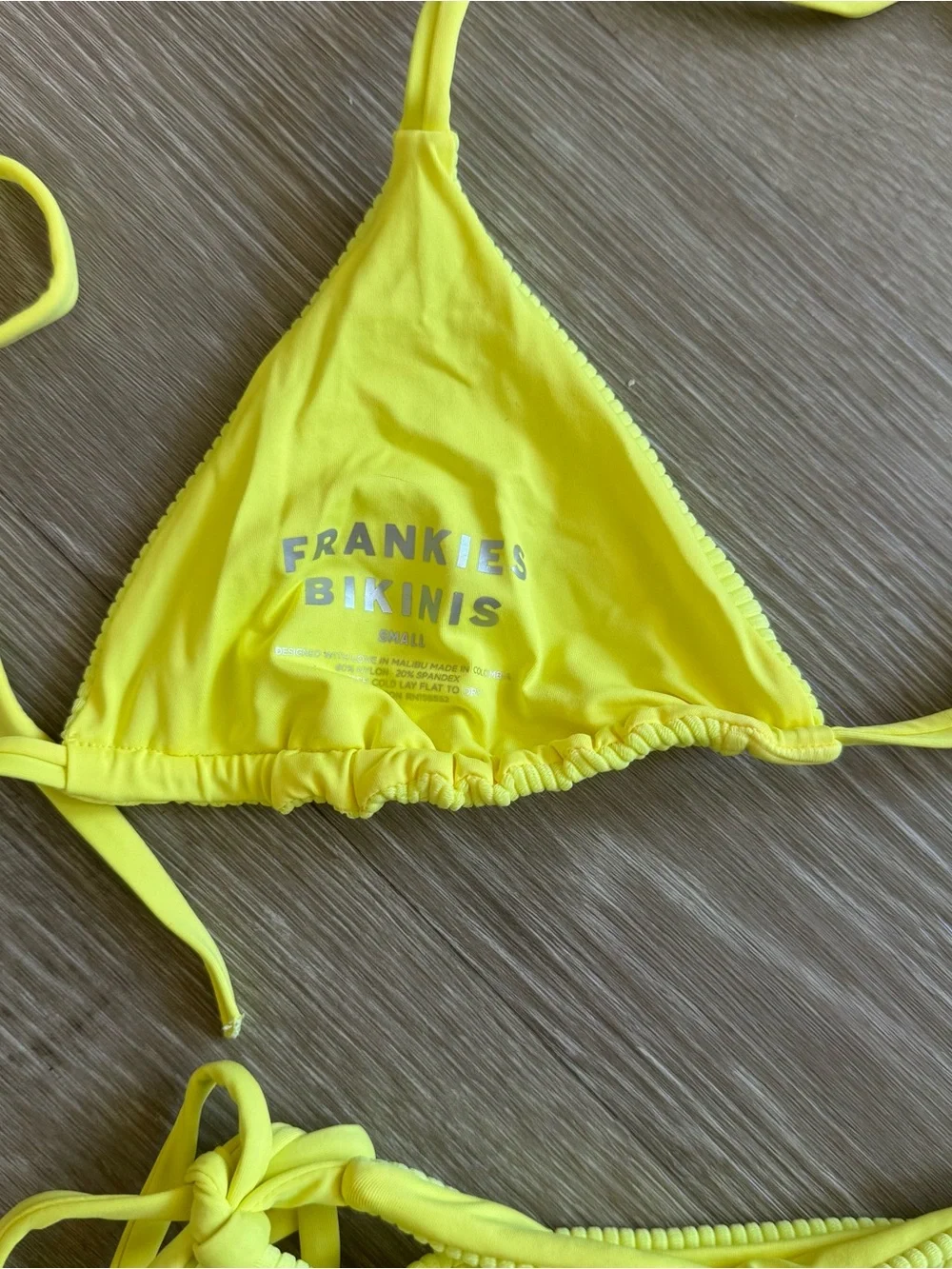 Frankie’s Bikinis Yellow Ribbed String Bikini Set